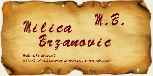 Milica Brzanović vizit kartica